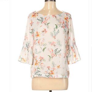 Tabitha WEBB White Floral 3/4 Sleeve Blouse Size M